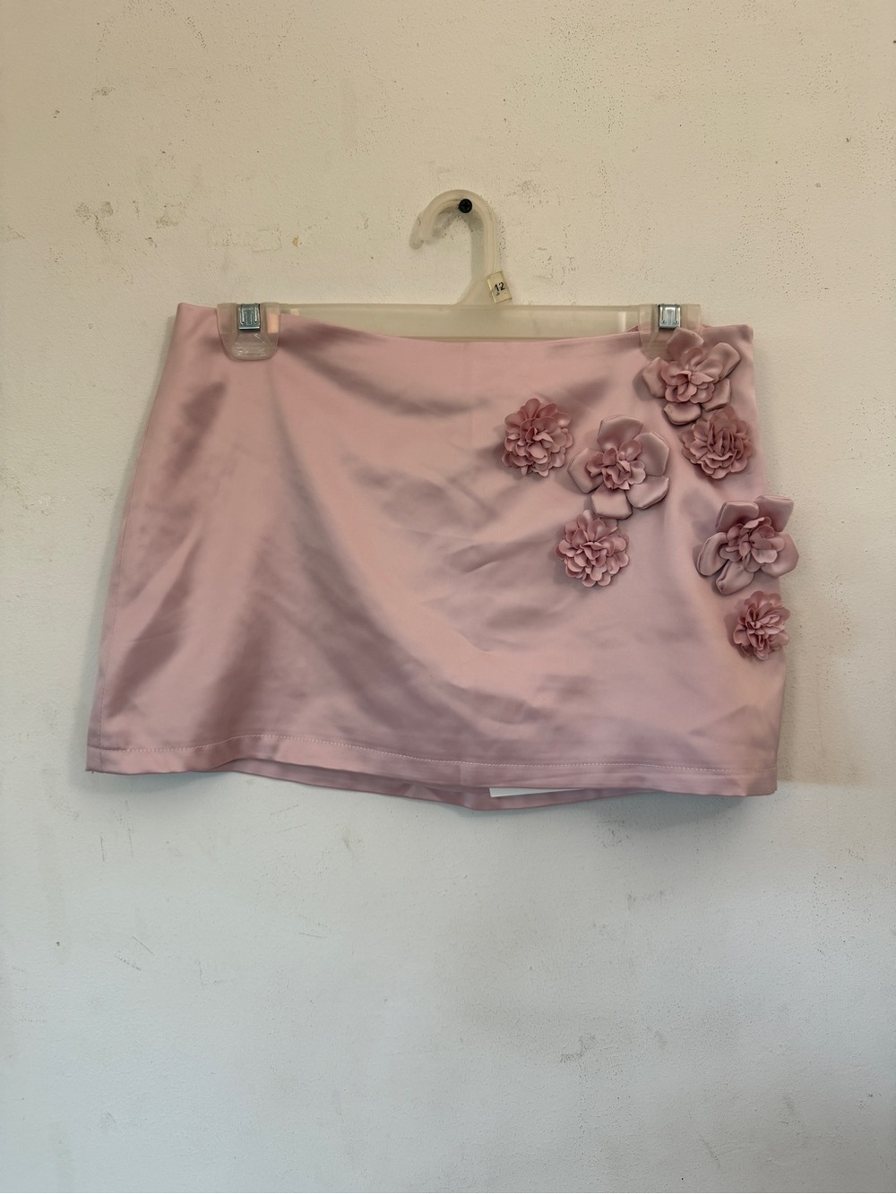 NWT Peppermayo Satin Low Rise Pink Floral Appliqué Mini Skirt XS